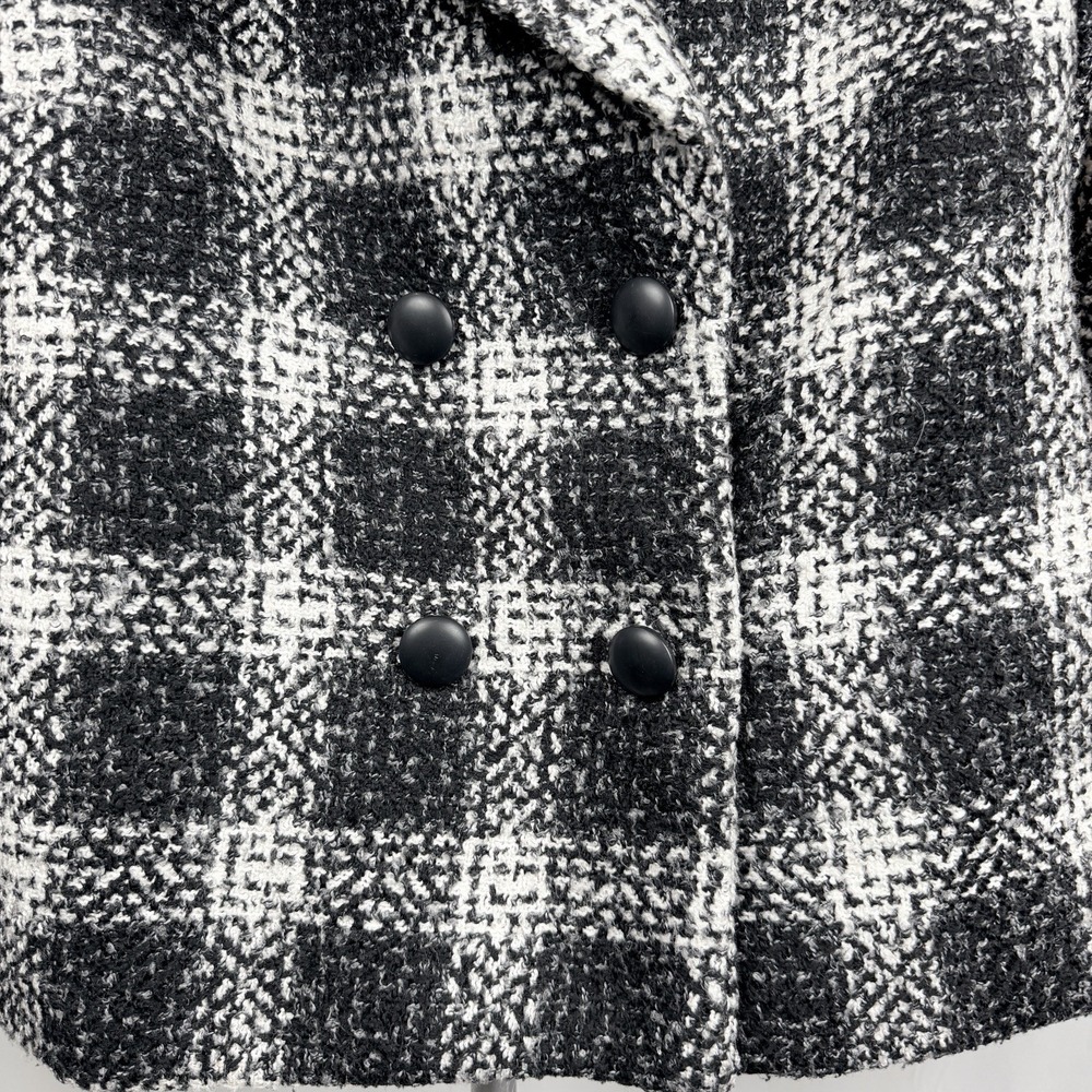 East 5th Buffalo Plaid Boucle Peacoat Jacket Womens XL Black White Old Money - Picture 5 of 12
